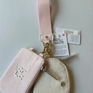 177,NWT Authentic Lululemon Dual Pouch Wristlet *Stack. Pink Pearl/Light Ivory